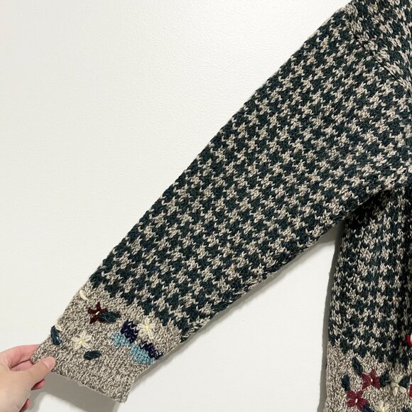 LL Bean Womens VTG Hand Knit Wool Alpaca Cardigan Sz L Cottagecore Granny Chunky - Picture 3 of 9